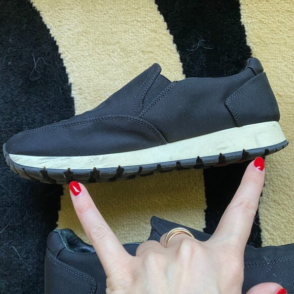 Black Prada Sport Nylon Slip On Tech Sneakers Size 7.5 - Picture 2 of 9